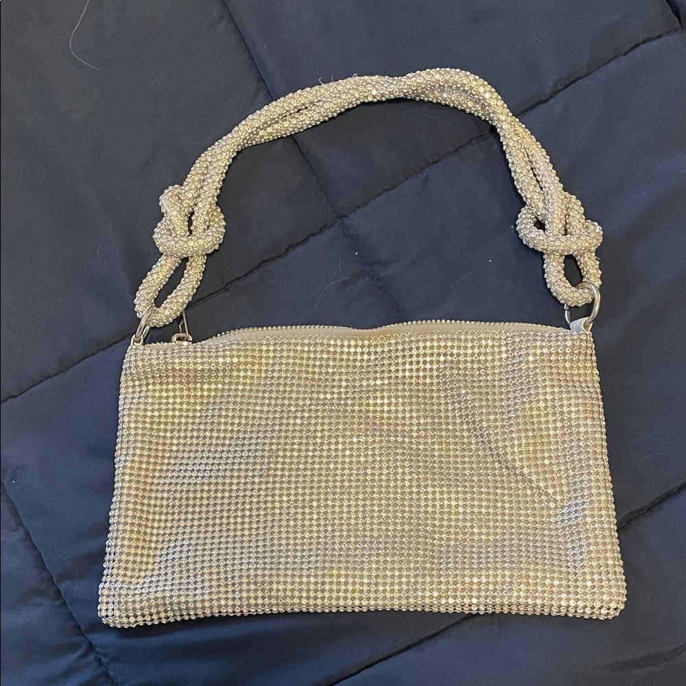 Elegant Silver rhinestone mesh Women's Bag nwt